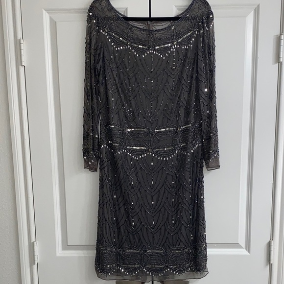 Pisarro Nights Dresses & Skirts - Pisarro Nights Charcoal Sequin Long Sleeve Dress